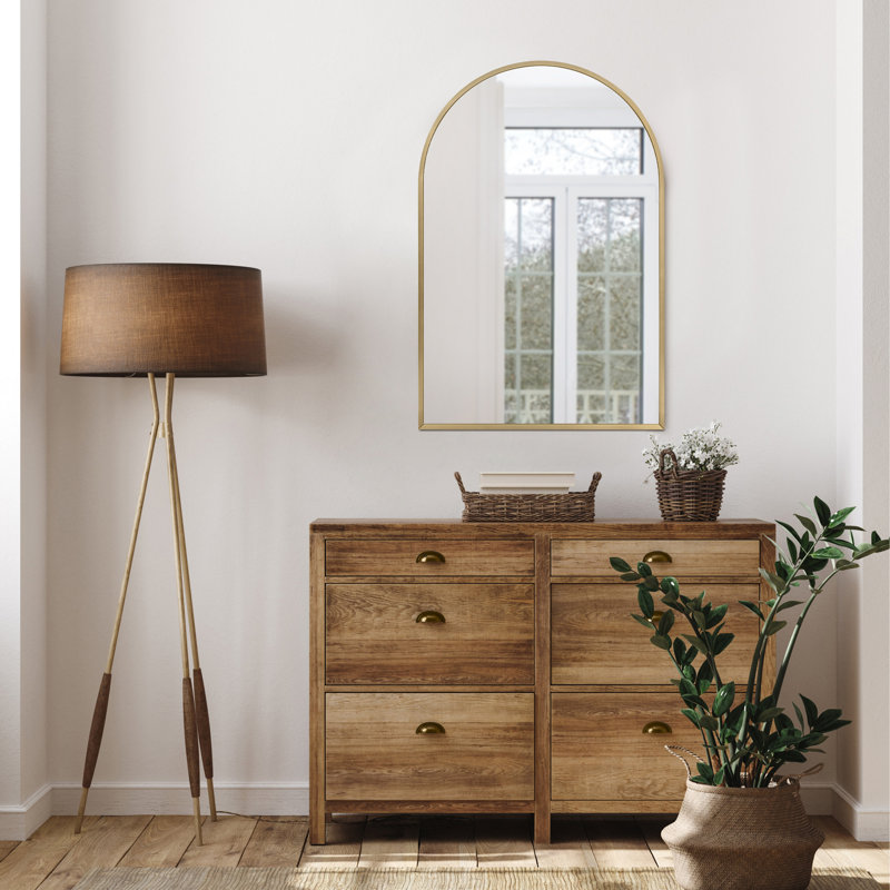 Miroir d'appoint arqué, salon, chambre à coucher, meuble-lavabo, ensemble de 2, 589960, Doré, 36 po x 24 po