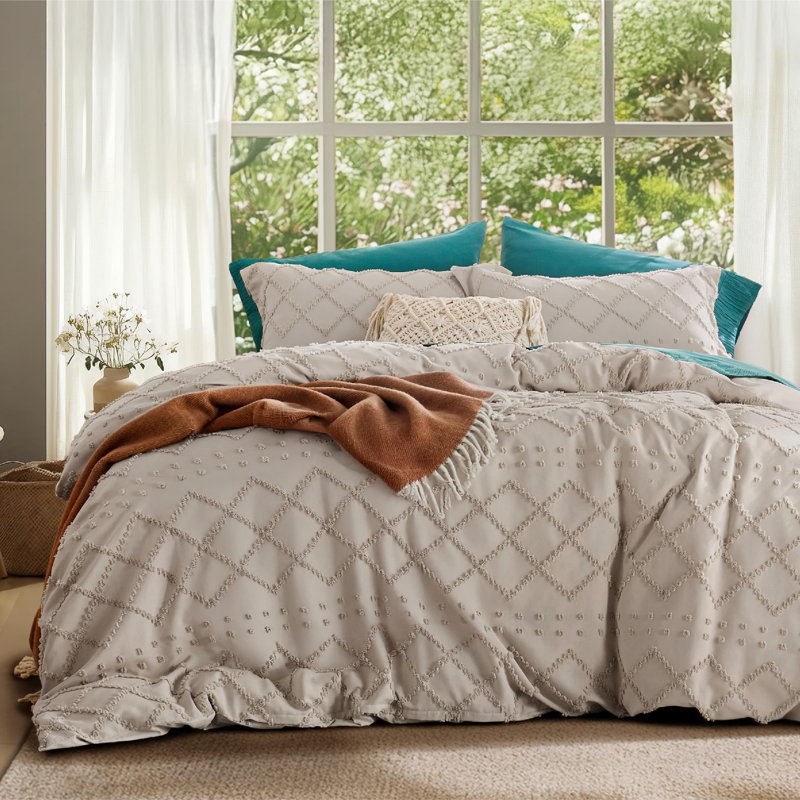 Ensemble de housse de couette Literie Boho - Ensemble de literie à broder, Housse de couette grand et 2 taies décoratives