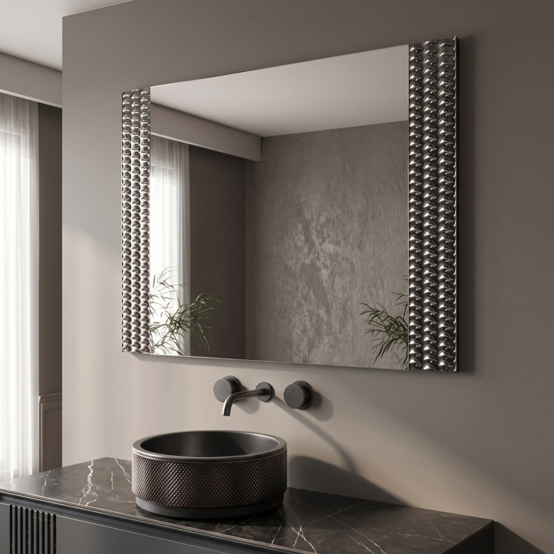 Lucent Luxury Crystal Single Vanity Mirror in Silver Bronze