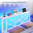 Vintage Metal Bed Frame with LED Lights, Storage Headboard & 10.2" Under Bed Storage, Noise-Free Sturdy Platform Bed-1942854026-1942854025