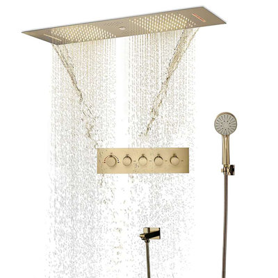Système de douche thermostatique encastré et plafonnier encastré au plafond BathSelect Vicenza