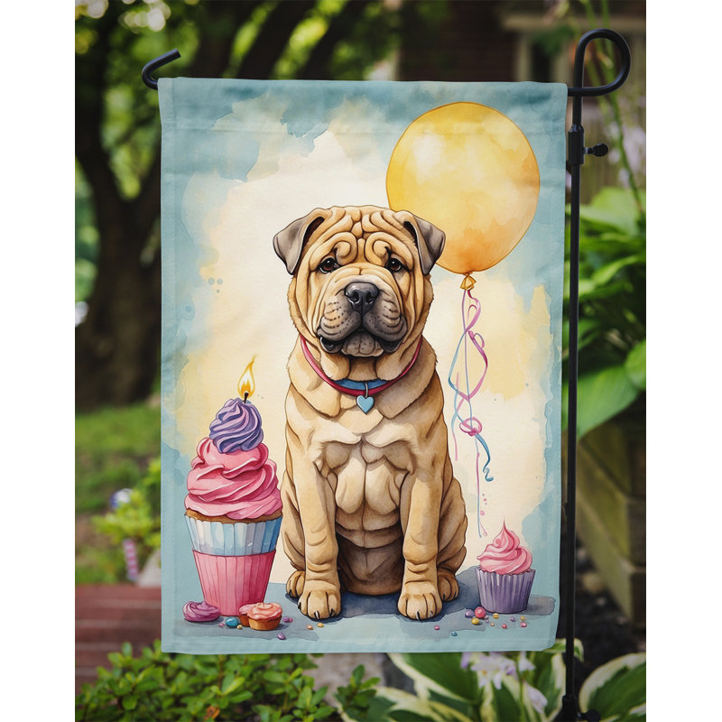 Happy Birthday Garden Flag, Shar Pei