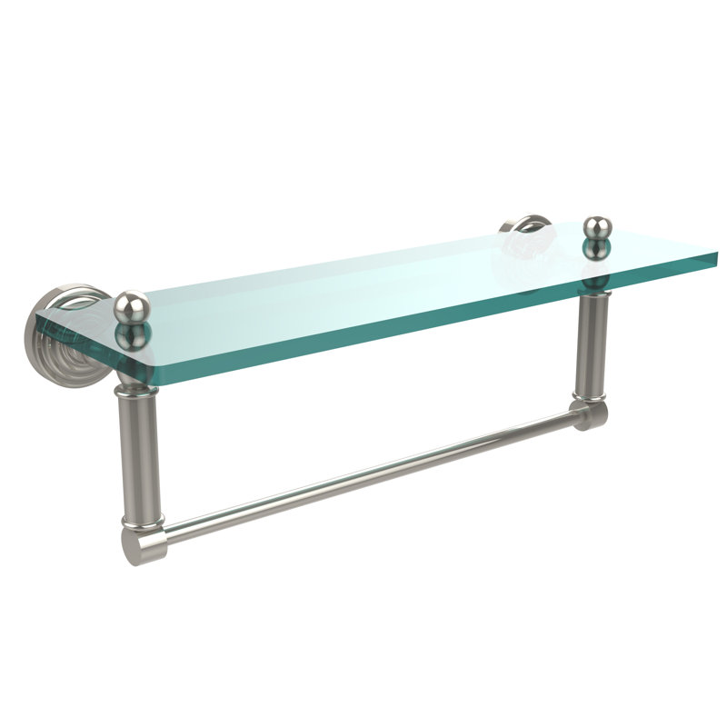 Beresford Bracket Shelf with Towel Bar, 16" W x 5" H, Polished Nickel