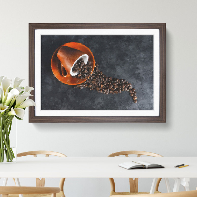 Coffee Beans Vol.2 - Picture Frame Graphic Art, 48cm H x 65cm W x 2cm D, Walnut Framed
