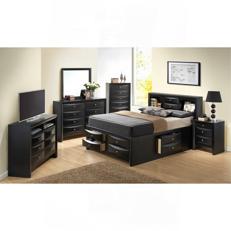 Lit double élégant avec rangement contemporain