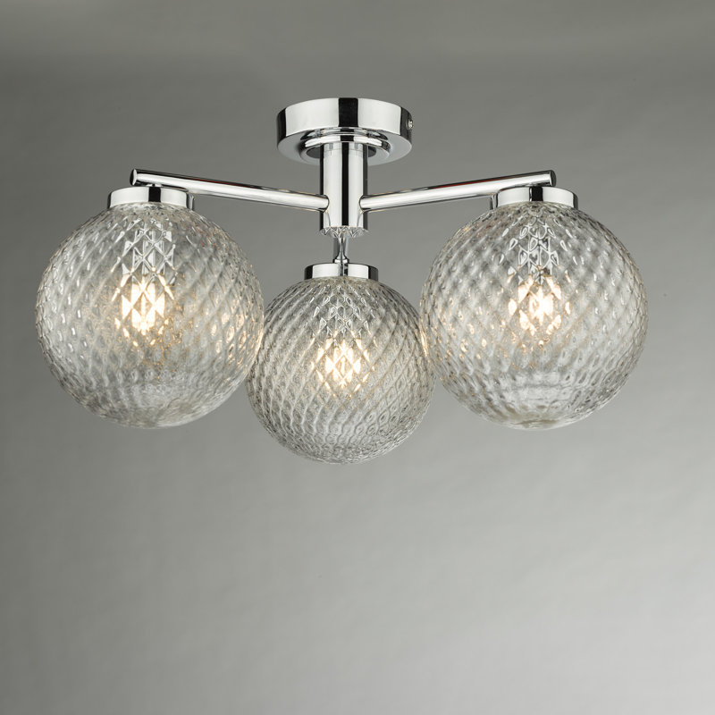 Amerion Glass Flush Mount, Polished Chrome