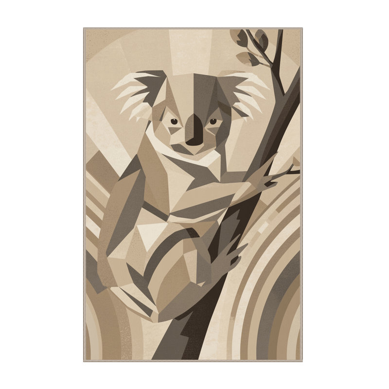 Machine Washable Pavanvir Koala Art Deco Arc Rug in Beige – Beige Binding, 4x6