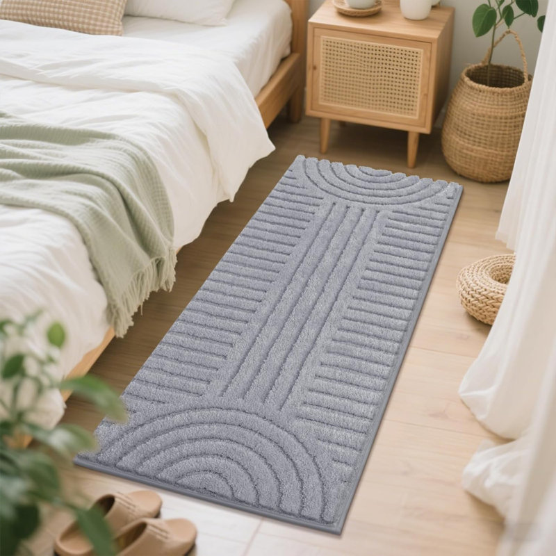 Non Slip Soft Absorbent Bath Mat, Gray, 60" L x 24" W