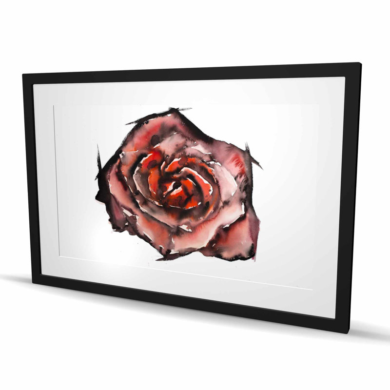 Aquarelle rose - Bureau romantique, impression encadrée