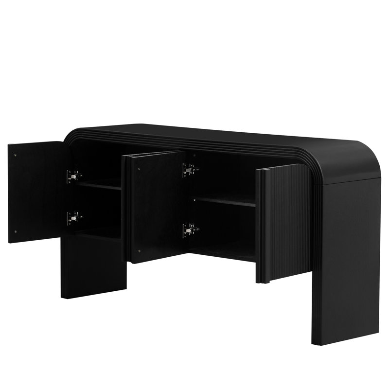 Armoire de rangement à 4 portes avec rayures Ustyle, Noir