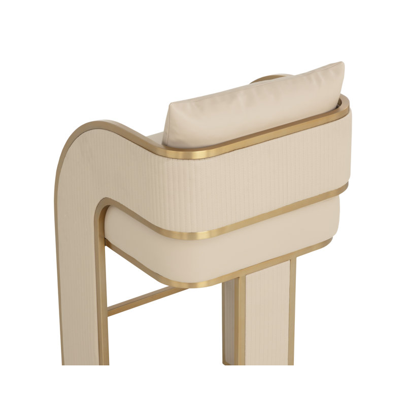 BAZ Upholstered Stool, Bar Stool (30” Seat Height), Beige
