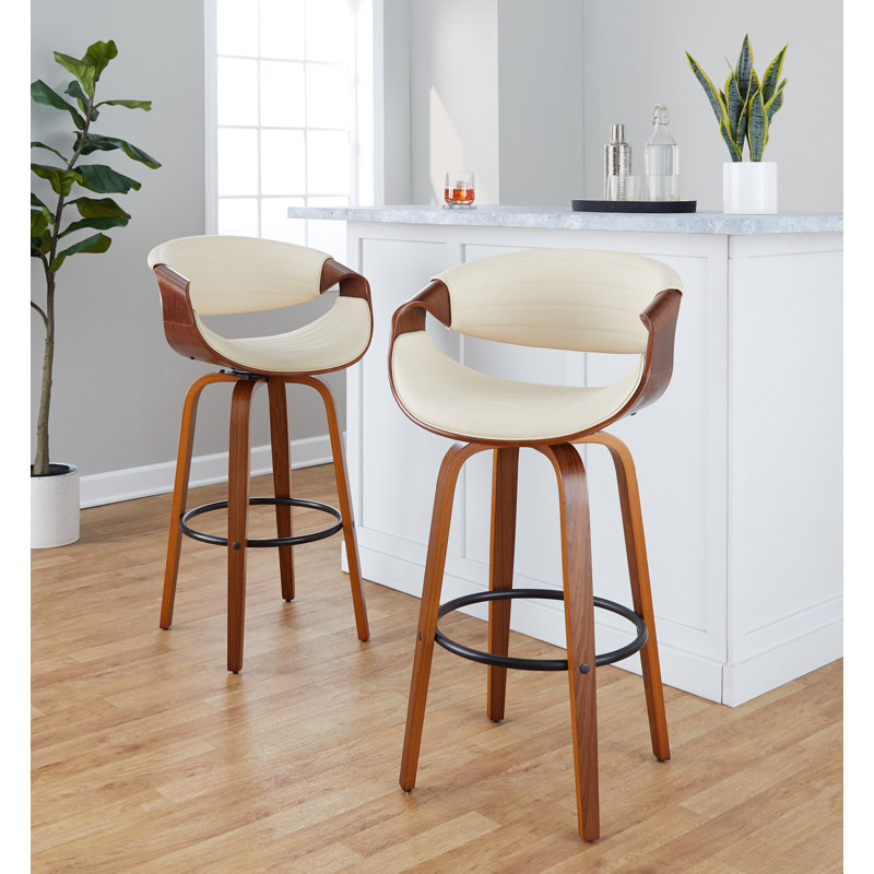 Tabouret de bar et de comptoir Arabelle, Crème, Noyer / noir, Tabouret de bar (siège d'une hauteur de 30 po)