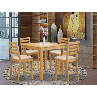 Spitzer 4- Person Counter Height Rubberwood Solid Wood Dining Set by Charlton Home