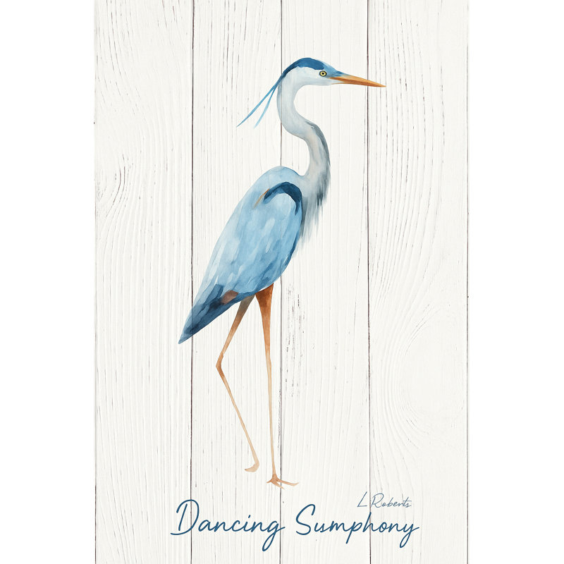 «Dancing Symphony - Blue Heron», art mural sur toile, H 48 po x l 36 po