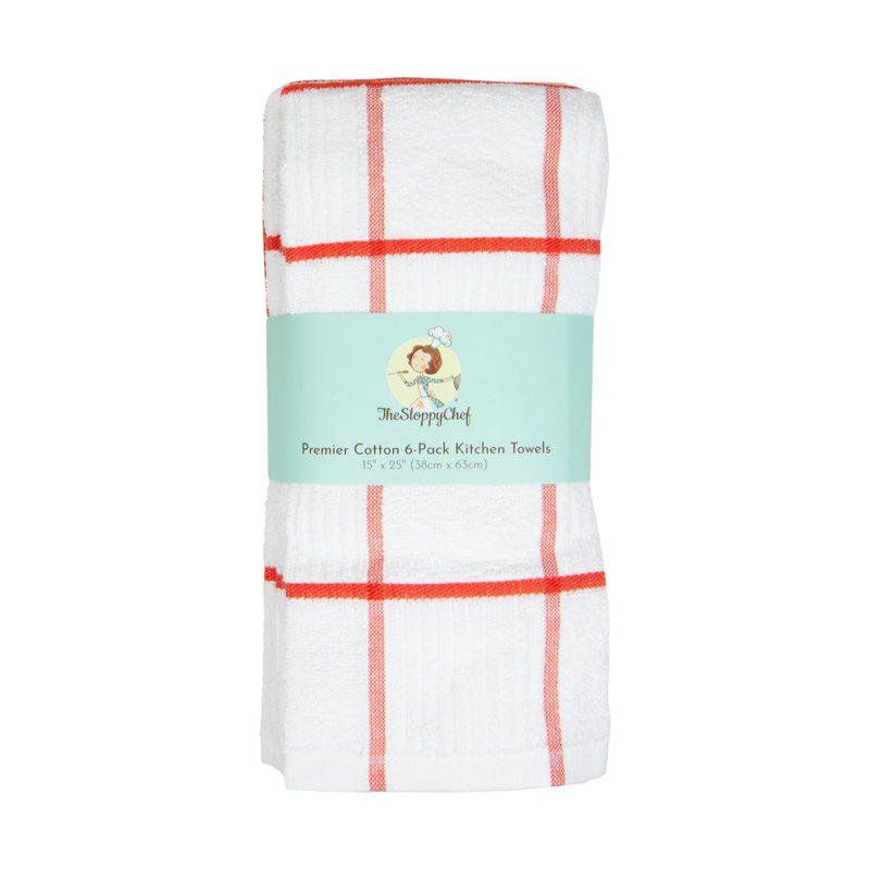 Checkered Tea Towel Kitchen Towel, Red/White
