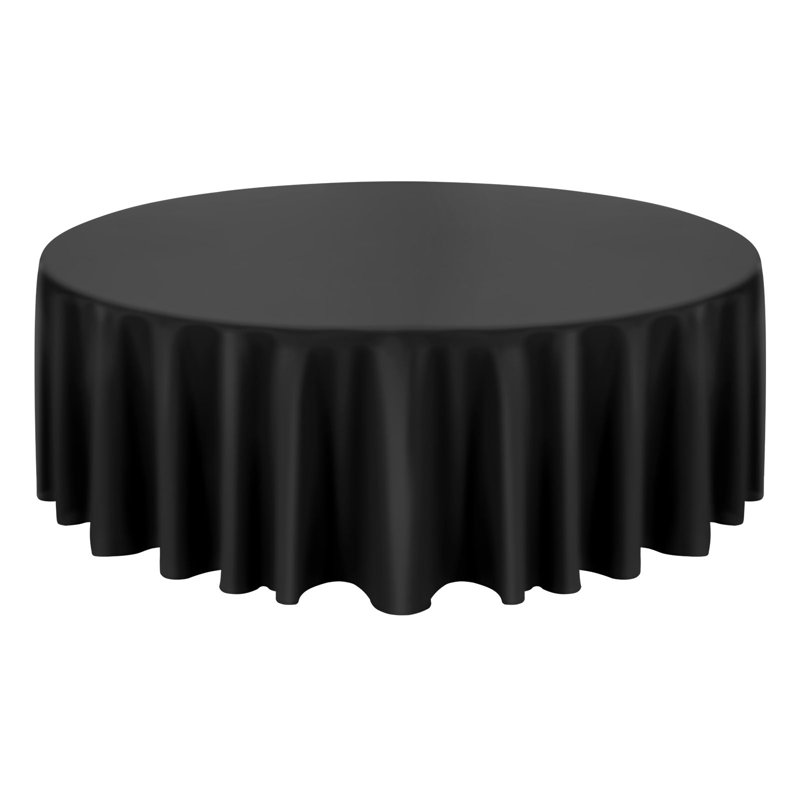 Black Round Tablecloths 6 Pack, 120 Inches in Diameter, Stain- & Wrinkle- Resistant, Machine Washable Table Clothes, Polyester Fabric Table Covers for Wedding, Party, Banquet, Formal Events