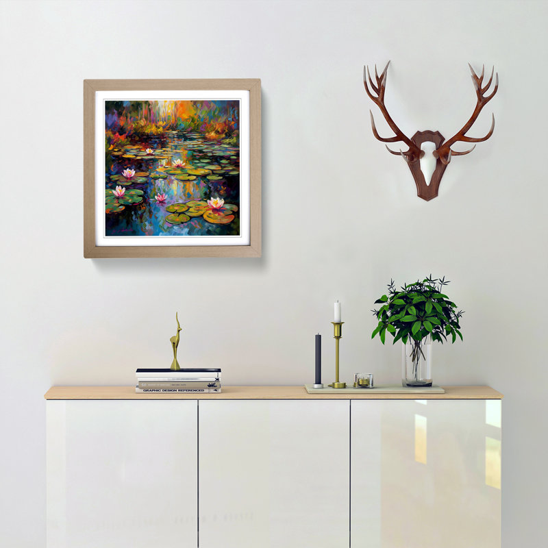Water Lily Pond Fauvism - Framed Print, Oak