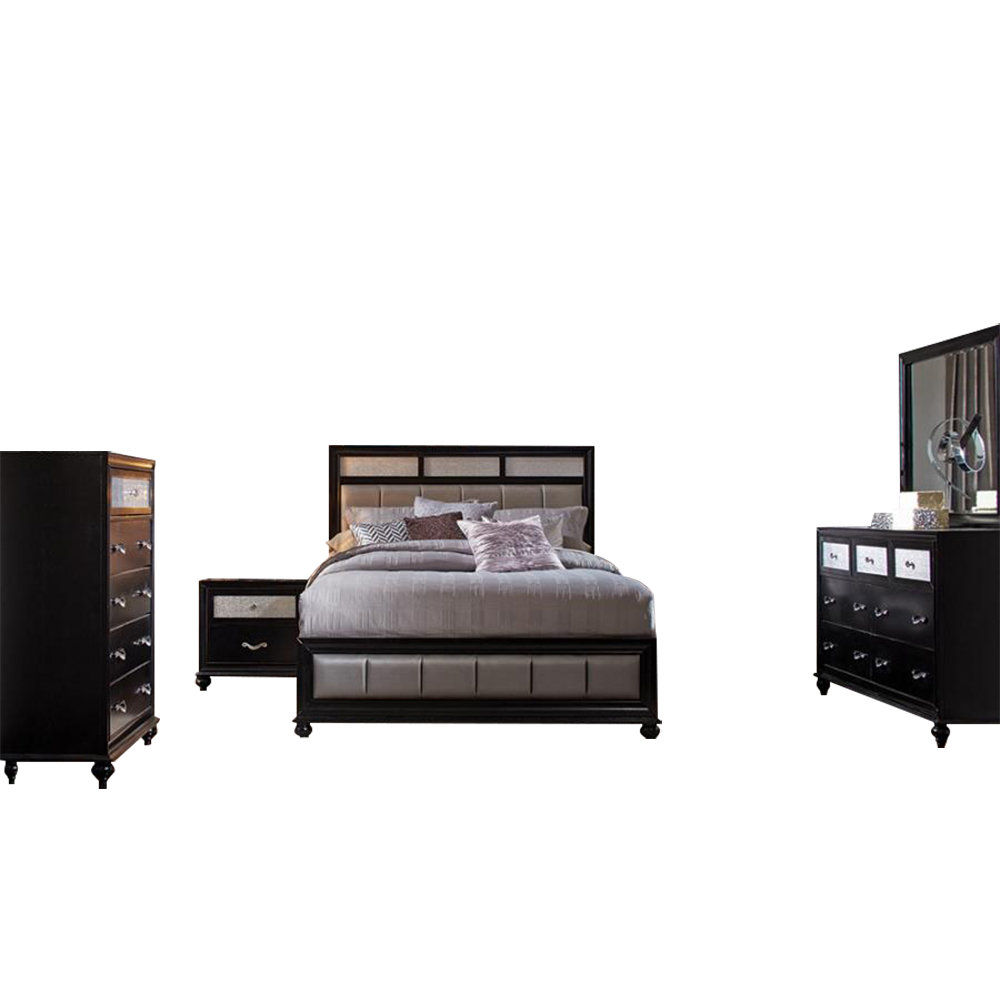 Canora Grey Five Piece Queen Bedroom Set In Grey And Black 5 Piece