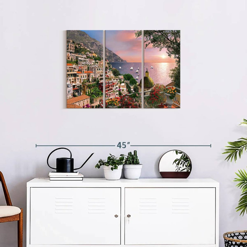 " Seaside Positano " 3 - Pieces, 20" H x 33" W x 1.25" D