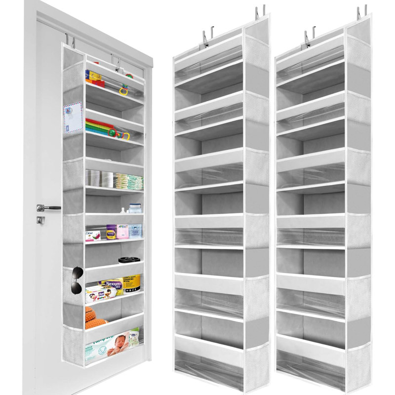 Heavy Duty Over The Door Organizer Front & Side Pockets Hanging Storage Closet Door Organizer For Bedroom Bathroom And Baby Nursery Storage
