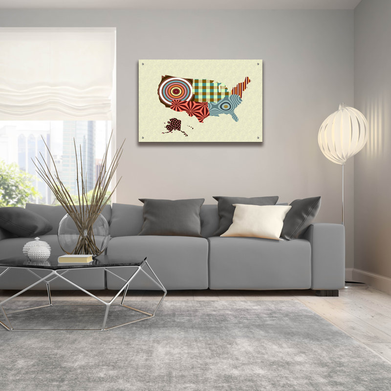 «USA Map» par Lanre Adefioyue, H 24 po x l 36 po x P 0,2 po