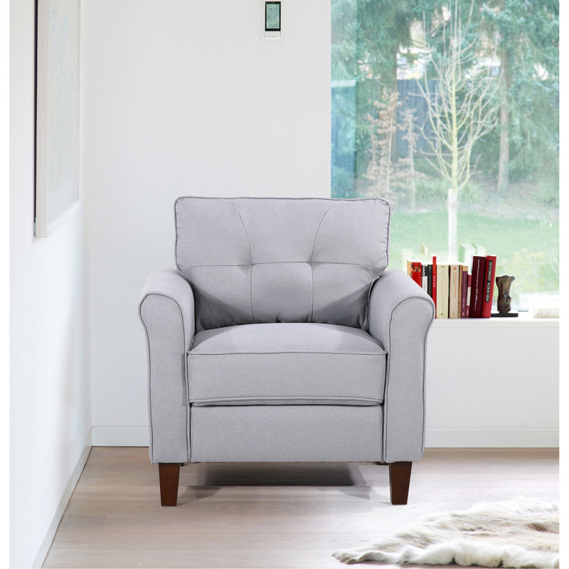 Fauteuil d'appoint gris clair, fauteuil avec accoudoirs et canapé rembourré pour chambre à coucher, Light Grey