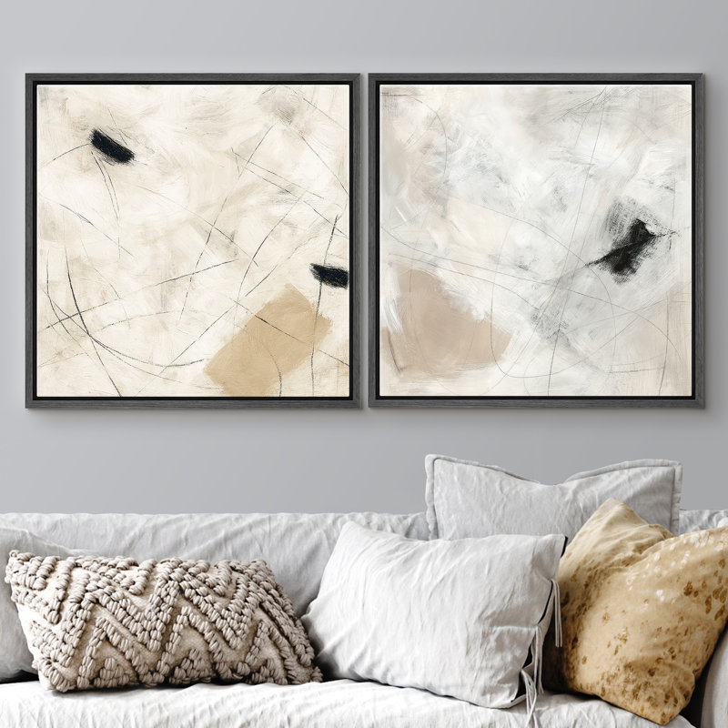 «Minimal Modern», ligne abstraite neutre, composition encadrée dans la chambre principale, reproduction d'art 2 pièces