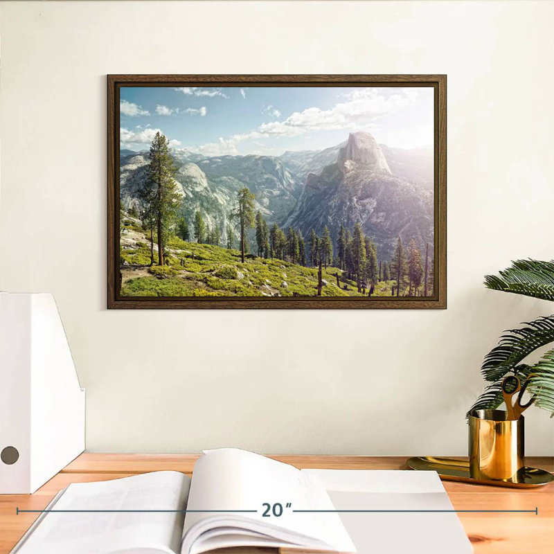 Demi-dôme Yosemite, 13 po x 9 po, Cadre flottant noyer