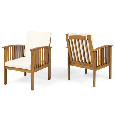 2 Outdoor Chair With Comfortable And Water Cushions Wood Chairs Deep Seating Waterproof Middle Inner Padding Lining