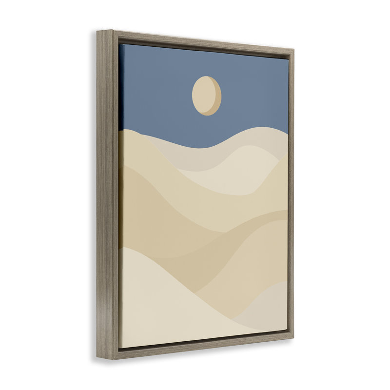 «Desert Dunes & Moon», art mural encadré par Daphne Polselli, Cadre flottant orme Montalcino, H 21 po x l 17 po