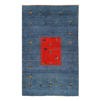 Blue Hand Knotted Gabbeh Rug 3'x 5'5"