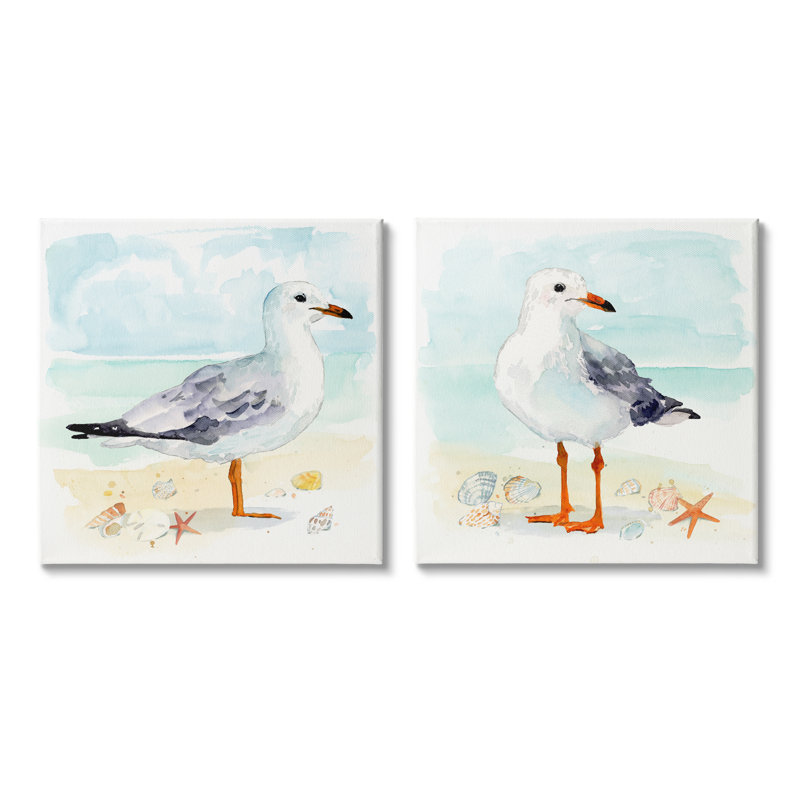 "Mouette et bécasseau sur toile" par Victoria Barnes, H 24 po x l 24 po x P 1,5 po
