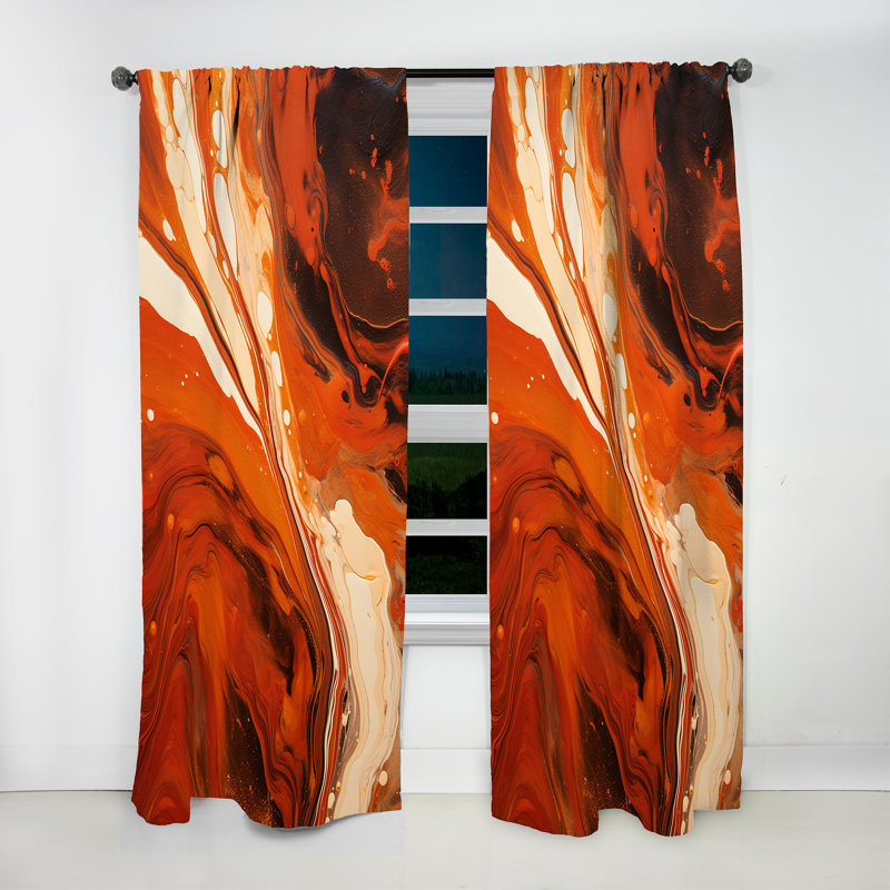 Kaiya Molten Muse Fiery Flame IV - Rideau à encre liquide - Velours obscurcissant - 1 panneau, L 52 po x L 84 po