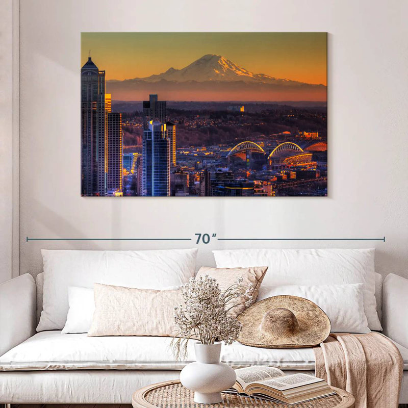 Sirci Seattle, coucher de soleil brillant, H 32 po x l 48 po