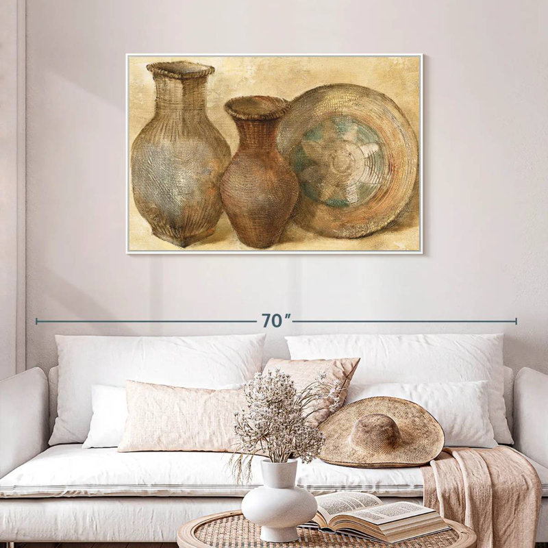 Vaisseaux tissés II, Cadre flottant blanc, 43 po x 29 po