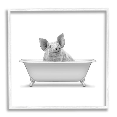 «Souriant le cochon de ferme» par Annalisa Latella - reproduction de dessin sur bois