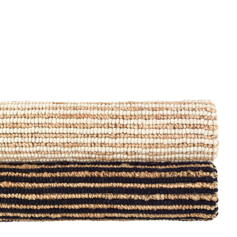 Twiggy Black Handwoven Wool/Jute Rug, Rectangle 5' x 8'