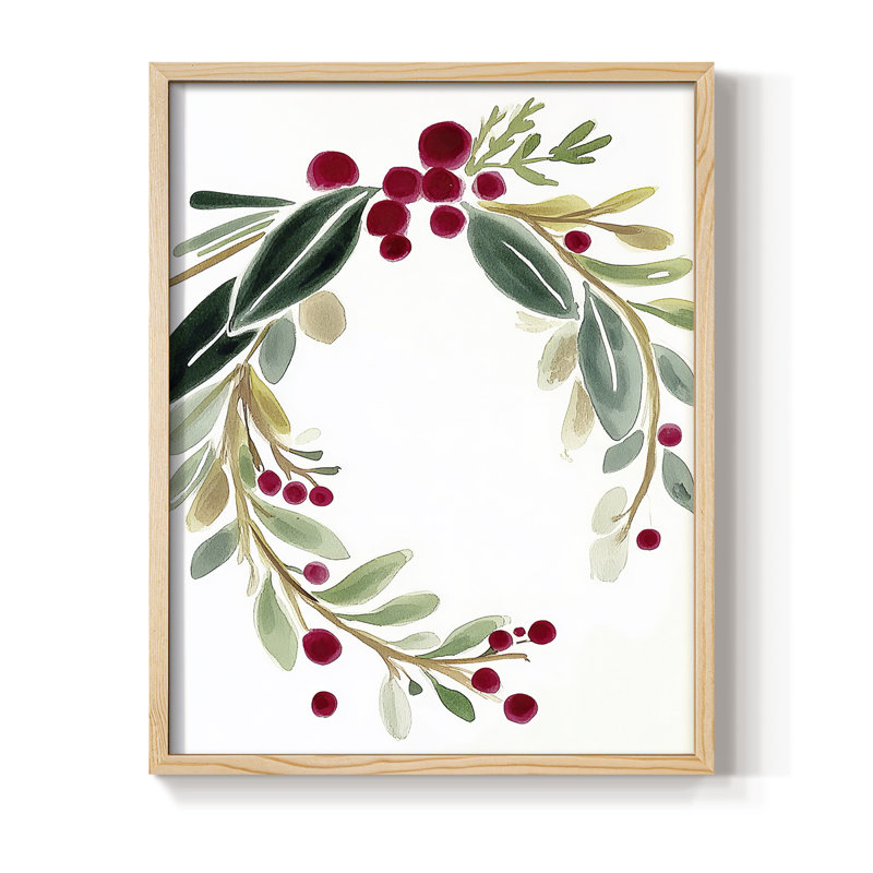 «Christmas Holiday Art DCCXCII», reproduction d'art encadrée - bois massif, H 11 po x l 9 po, Naturel