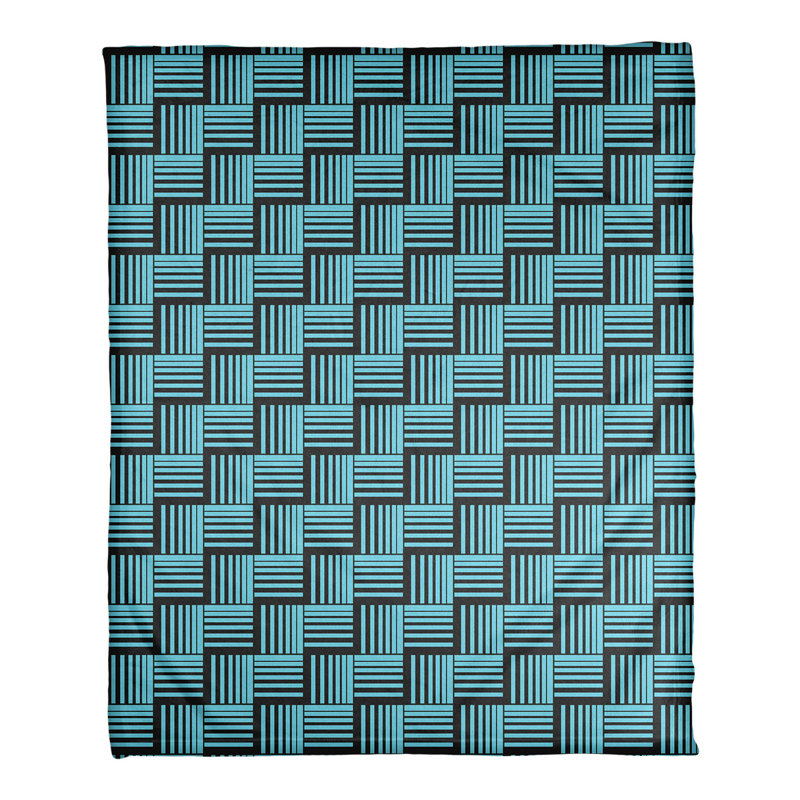 Couverture polaire à rayures classic basketweave, l 50 po x L 60 po, Noir sarcelle