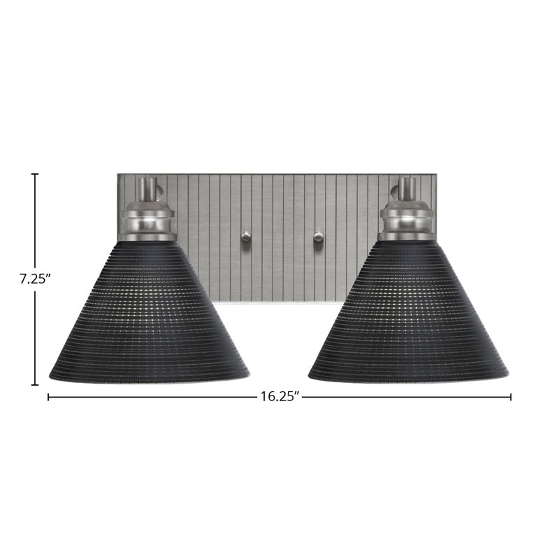 Éclairage pour meuble-lavabo à 2 lumières Jarred, Noir, Nickel brossé