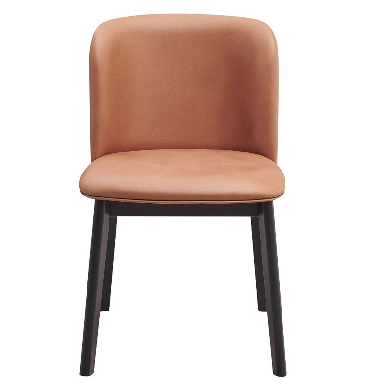 Chaise d'appoint (lot de 2), microfibre polie chameau et finition noire