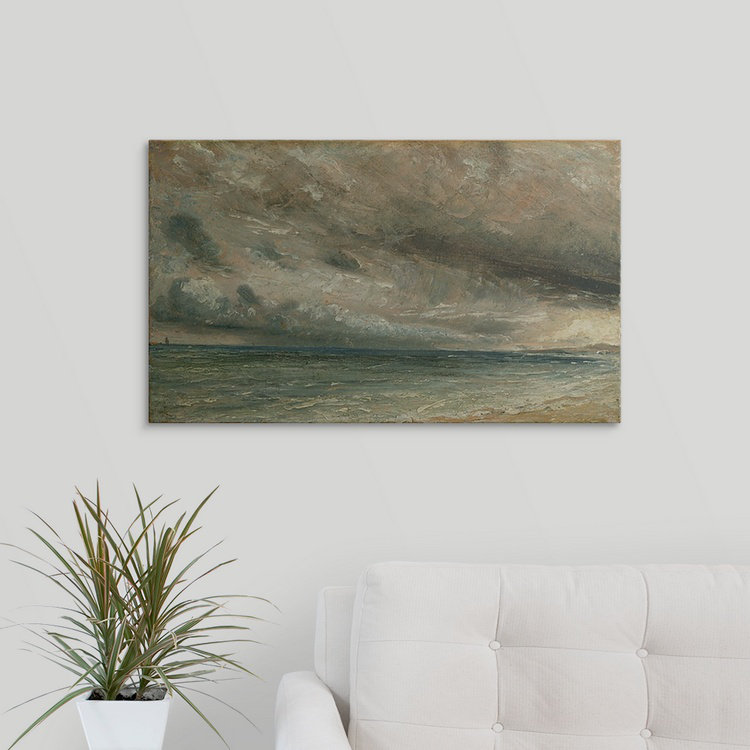 «The Coast at Brighton - Stormy Evening, c.1828» par John Constable, reproduction d'art, H 12 po x l 18 po x P 1,25 po, Toile