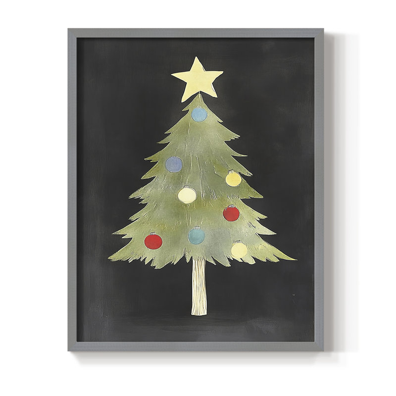 «Christmas Holiday Art IV», reproduction encadrée - bois massif, Gris, H 15 po x l 12 po