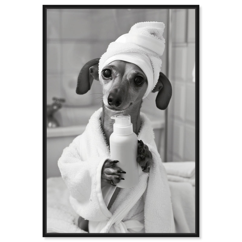 «Doxxie Bath Ready Canvas» par Art Remedy, Noir, noir, noir, noir, Reproduction encadrée sans passe-partout