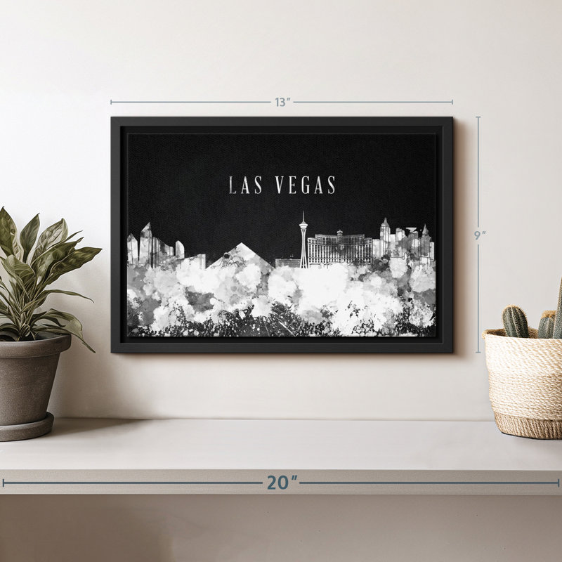 "Las Vegas noir et blanc", H 9 po x l 13 po