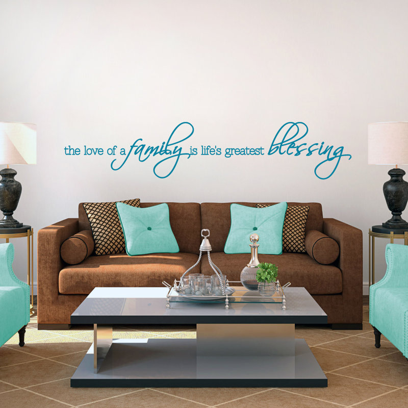 Décalcomanie murale « love of a family », Bleu sarcelle
