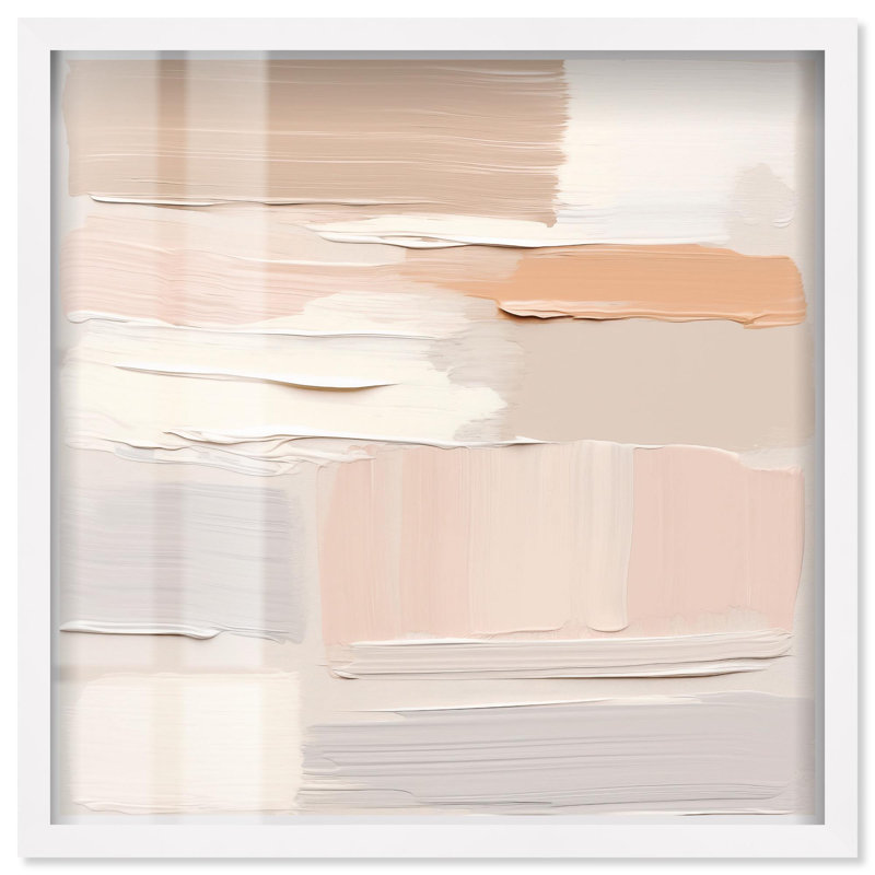 Art abstrait abstrait rosé et tons crème III, Art Remedy, H 13 po x l 13 po, Blanc