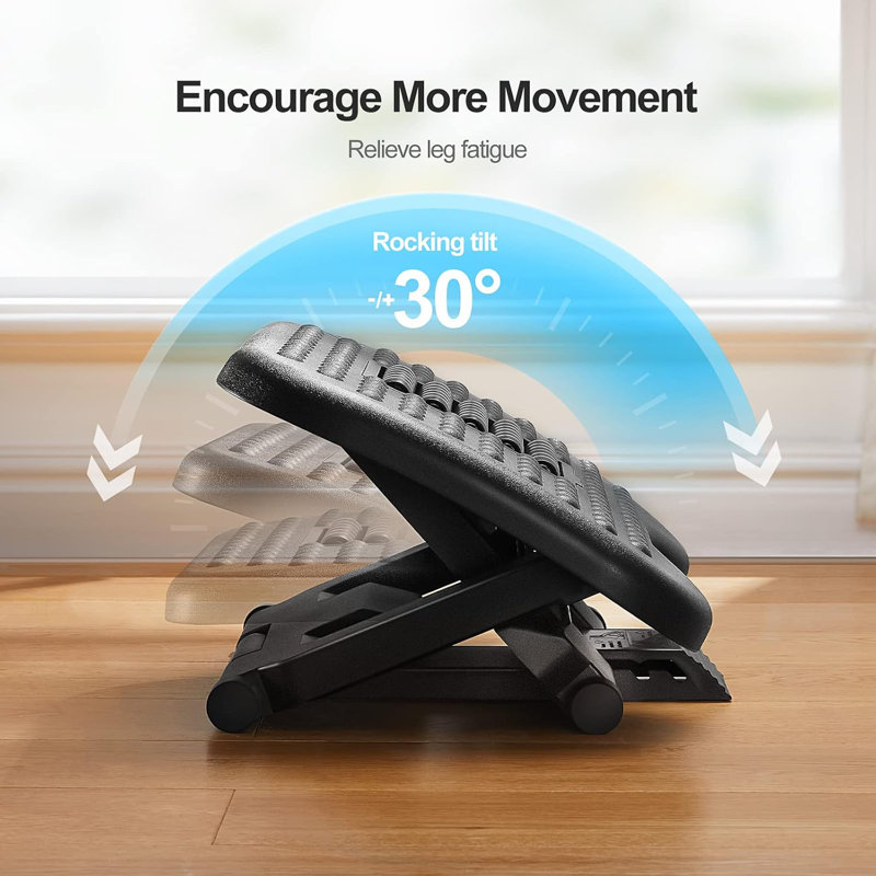Foot Rest For Under Desk At Work, Adjustable Footrest With Massage Texture And Roller, Ergonomic Foot Stool With 3 Height Position, 30 Degree Tilt Angle Adjustment For Home, Office