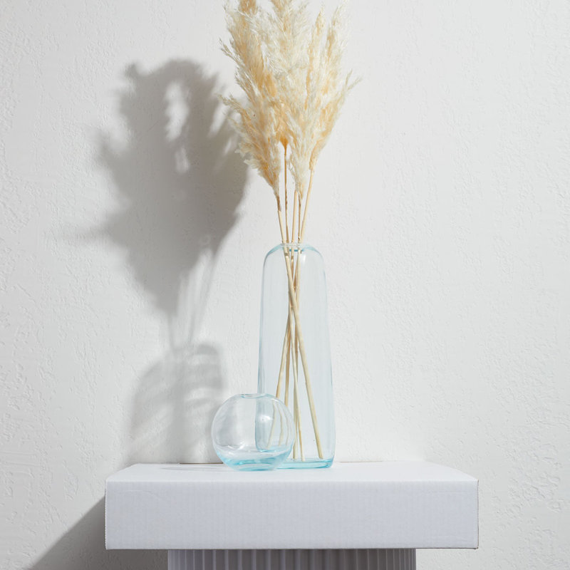 Aurora Handmade Glass Table Vase, 11.5" H x 4" W x 4" D, Sky
