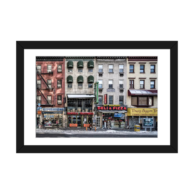 «A Cold Day In NY» par Peter Pfeiffer, impression sur toile tendue, H 16 po x l 24 po x P 1 po, Papier d'art encadré noir